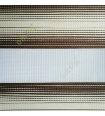 Dark brown cream color horizontal stripes textured finished background with transparent net fabric zebra blind